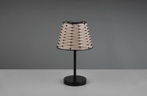 Immagine di Lumetto Nero Con Paralume Led Batterie E Sensore Crepuscolare Roca IP44 Trio Lighting