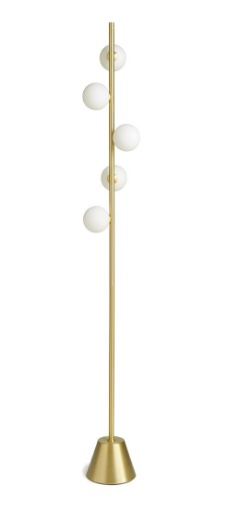 Immagine di Lampada Terra Oro Moderna 5 Sfere Vetro Bianco Pomì H170 cm Miloox