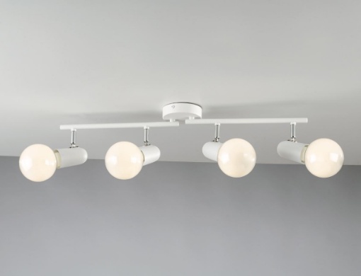 Immagine di Plafoniera Asta Con Faretti Orientabili Bianco 4 Luci Attacco E27