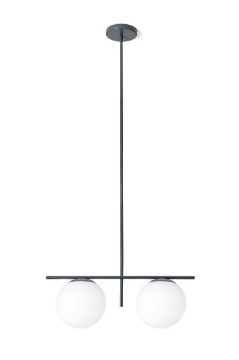 Immagine di Lampada Sospensione Jugen Ottanio 2 Sfere Vetro L60 cm Miloox