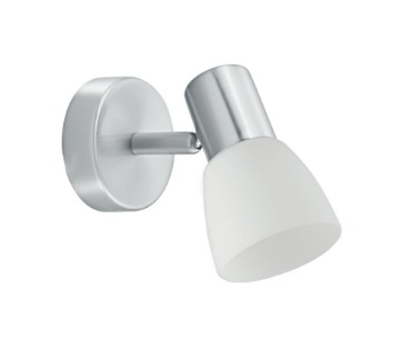 Immagine di Applique Da Parete Con Faretto Orientabile Vetro Bianco 1xE14