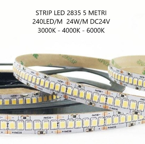 Immagine di Strip Led 2835 Bobina 5 mt 24w/m 240Led/m DC24V IP20