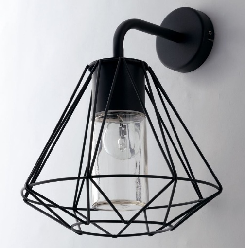 Immagine di Lanterna Applique Da Esterno Diamante Metallo Nero IP44