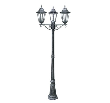 Immagine di Lampione Da Esterno Classico 218 cm Nero Argento 3 Luci E27 IP44