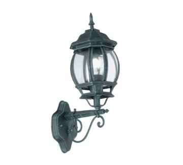 Immagine di Applique Lanterna Classica Nero Verde Luce E27 Verso Alto IP44