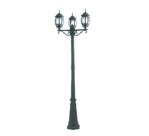 Lampione 3 Luci Da Esterno Giardino Stile Classico Nero Verde E27 IP44