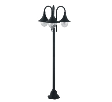 Immagine di Lampione Da Giardino 3 Luci E27 190 cm Alluminio Nero IP44