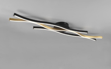 Immagine di Plafoniera Bacchette Ondulate Led Design Moderno Blaze Ottone Dip Switch Dimmer Trio Lighting