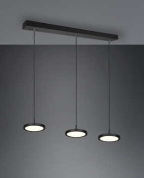 Immagine di Sospensione Moderna 3 Dischi Led Integrato Tray Nero Trio Lighting