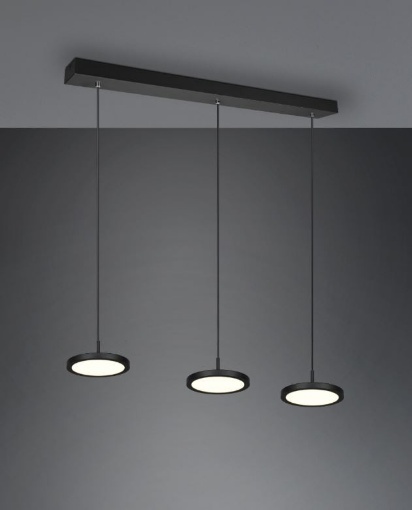 Immagine di Sospensione Moderna 3 Dischi Led Integrato Tray Nero Trio Lighting