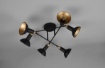 Immagine di Lampada da Soffitto Industrial 6 Faretti Spot Orientabili Roxie Nero e Oro Trio Lighting