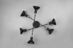 Immagine di Lampada da Soffitto Industrial 6 Faretti Spot Orientabili Roxie Nero e Oro Trio Lighting