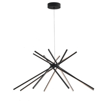Immagine di Lampadario Nero Ventaglio Led Bacchette Luminose 54w Per Soggiorno