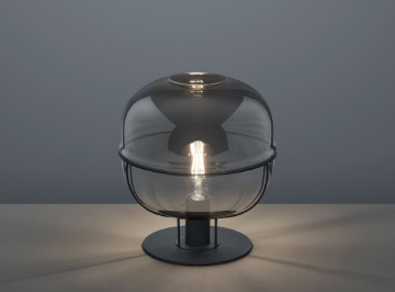 Immagine di Lumetto da Tavolo Paralume Vetro Fumé Lorena Trio Lighting