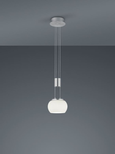 Immagine di Sospensione Moderna Singola Led Switch Dimmer Vetro Bianco Madison Trio Lighting