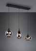 Immagine di Sospensione Isola Cucina 3 Paralumi Vetro Fumé Diverse Forme Lumina Trio Lighting