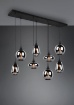 Immagine di Lampadario Nero Vetri Fumé Per Soggiorno Lumina Trio Lighting 8 Luci E14