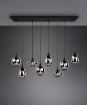Immagine di Lampadario Nero Vetri Fumé Per Soggiorno Lumina Trio Lighting 8 Luci E14