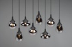Immagine di Lampadario Nero Vetri Fumé Per Soggiorno Lumina Trio Lighting 8 Luci E14
