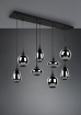 Immagine di Lampadario Nero Vetri Fumé Per Soggiorno Lumina Trio Lighting 8 Luci E14