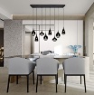 Immagine di Lampadario Nero Vetri Fumé Per Soggiorno Lumina Trio Lighting 8 Luci E14
