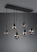 Immagine di Lampadario Lumina Nero 6 Pendenti Vetro Fumé Trio Lighting