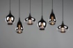 Immagine di Lampadario Lumina Nero 6 Pendenti Vetro Fumé Trio Lighting