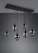 Immagine di Lampadario Lumina Nero 6 Pendenti Vetro Fumé Trio Lighting