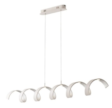 Immagine di Lampadario Moderno Spirale 6 Luci Led Bianco Silver 30w