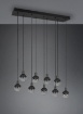 Immagine di Lampadario Lineare Moderno 9 Luci E14 Vetro Nero Mela Trio Lighting