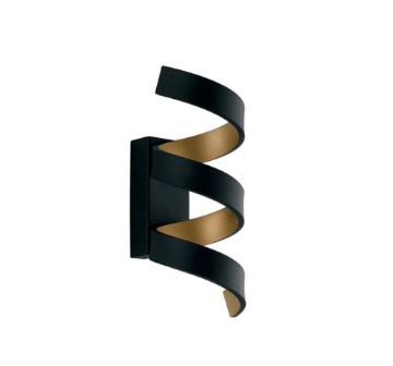 Immagine di Applique Da Parete Moderna Led Spirale Nero Oro 9w