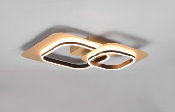 Immagine di Plafoniera Led Integrato Lugo Doppio Quadrato Stondato Oro Nero Trio Lighting