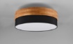 Immagine di Grande Plafoniera Bordo Legno Naturale e Paralume Tessuto Nero Seasons Trio Lighting