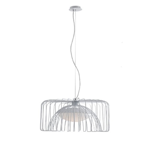 Immagine di Lampadario Gabbia Metallo Bianco Opaco Led 24w 4000k