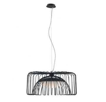 Immagine di Lampadario Moderno Gabbia Metallo Nero Led 24w 4000k