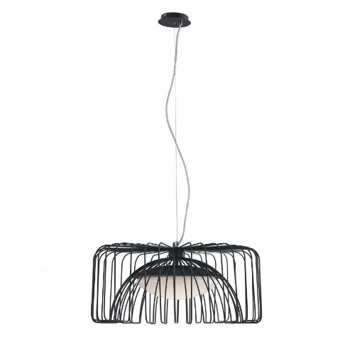 Immagine di Lampadario Moderno Gabbia Metallo Nero Led 24w 4000k