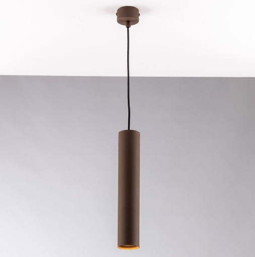 Immagine di Sospensione Penisola Cucina Cilindro 30 cm Corten Led GU10