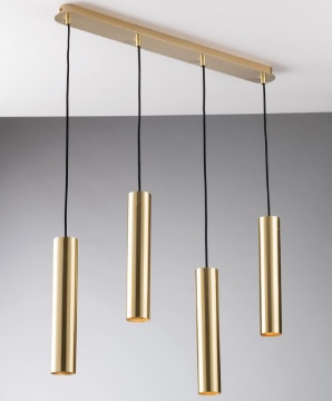 Immagine di Lampadario Per Tavolo 4 Luci Led GU10 Cilindri Metallo Oro