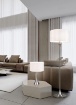 Immagine di Lampada da Terra Fusto Lineare Nichel con Paralume Tessuto Bianco Sabia Trio Lighting