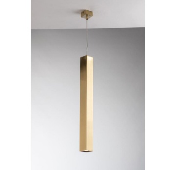 Immagine di Sospensione Penisola Cucina Quadrata Oro GU10 Led 60 cm