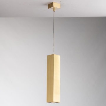 Immagine di Sospensione Penisola Cucina Quadrata 30 cm Oro GU10 Led