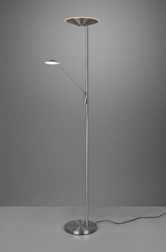 Immagine di Piantana da Terra Doppia Fonte Led Touch Dimmer Brantford Nichel Trio Lighting