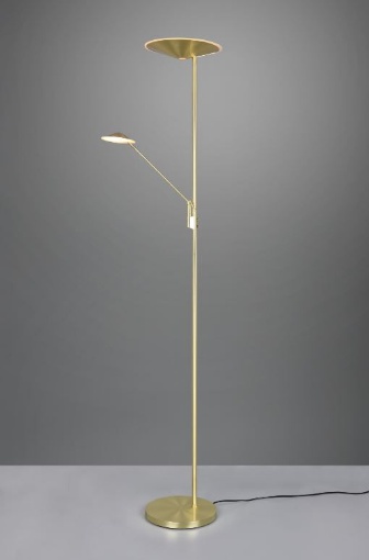 Immagine di Piantana Metallo Ottone Satinato Doppia Fonte Led Touch Dimmer Brantford Trio Lighting