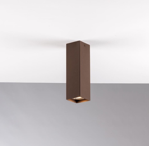 Faretto Da Soffitto Quadrato 20 cm Metallo Corten Led GU10