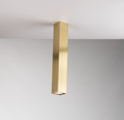 Immagine di Faretto Da Soffitto Tubo Quadrato 40 cm Metallo Oro Led GU10