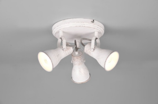 Immagine di Plafoniera 3 Faretti Spot Orientabili Steam Bianco Anticato Trio Lighting