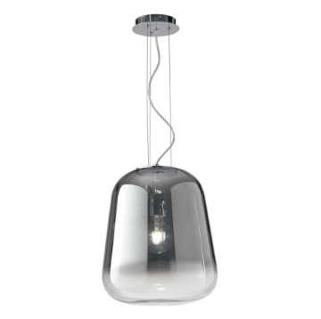 Immagine di Lampadario A Sospensione Boccia Vetro Fume Specchio Diam. 34 cm