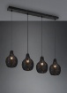 Immagine di Sospensione Lineare Nera 4 Paralumi Reticolato Rattan Naturale Sprout Trio Lighting