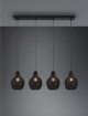 Immagine di Sospensione Lineare Nera 4 Paralumi Reticolato Rattan Naturale Sprout Trio Lighting