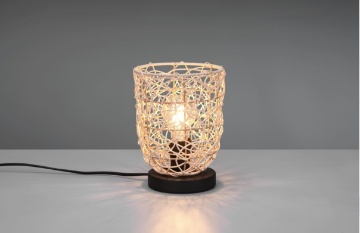Immagine di Lume Vintage Lovis Paralume Reticolato Rattan Finitura Naturale Trio Lighting